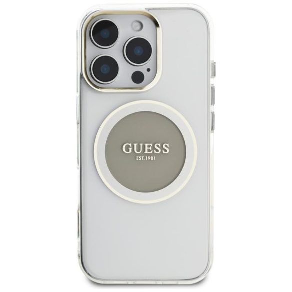 Guess GUHMP16LHTDRCEDG IML Metal Colored Circle Classic Logo MagSafe-kompatibilis tok iPhone 16 Pro - szürke