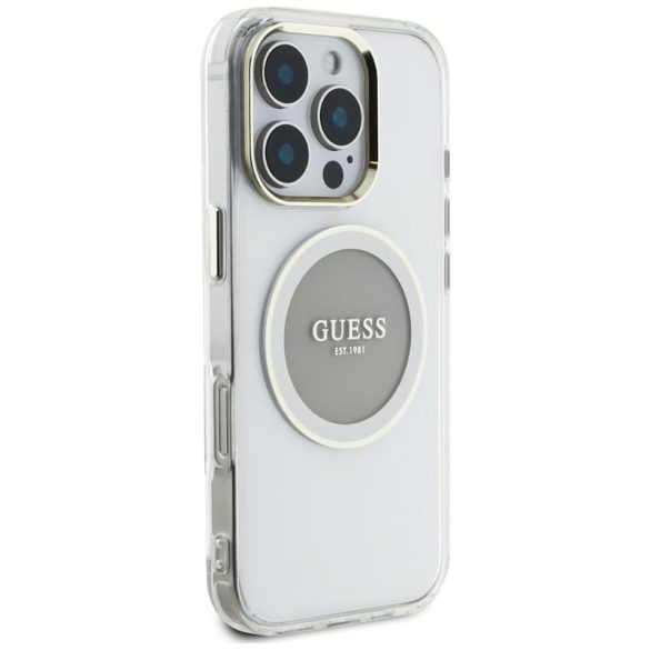 Guess GUHMP16LHTDRCEDG IML Metal Colored Circle Classic Logo MagSafe-kompatibilis tok iPhone 16 Pro - szürke