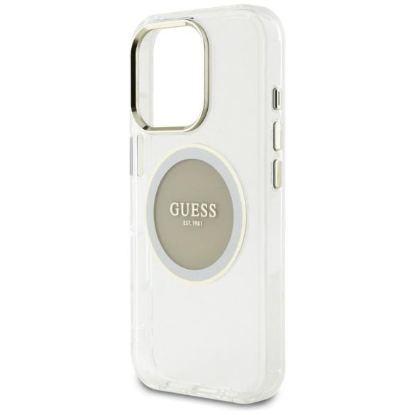 Guess GUHMP16LHTDRCEDG IML Metal Colored Circle Classic Logo MagSafe-kompatibilis tok iPhone 16 Pro - szürke