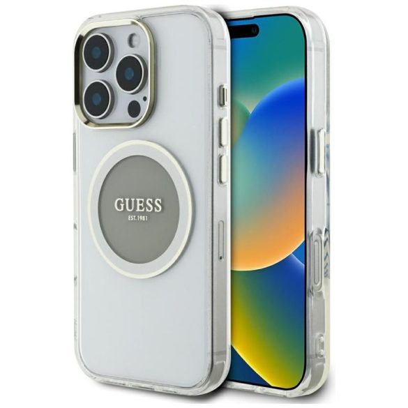Guess GUHMP16XHTDRCEDG IML Metal Colored Circle Classic Logo MagSafe-kompatibilis tok iPhone 16 Pro Max - szürke