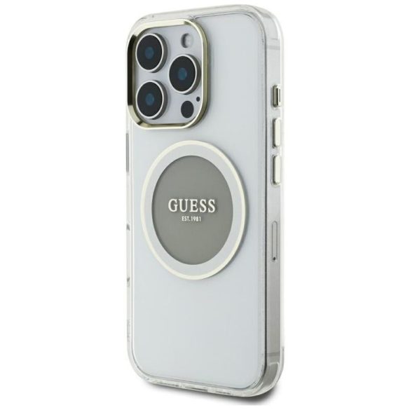 Guess GUHMP16XHTDRCEDG IML Metal Colored Circle Classic Logo MagSafe-kompatibilis tok iPhone 16 Pro Max - szürke