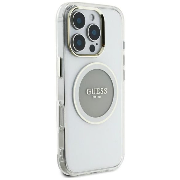 Guess GUHMP16XHTDRCEDG IML Metal Colored Circle Classic Logo MagSafe-kompatibilis tok iPhone 16 Pro Max - szürke