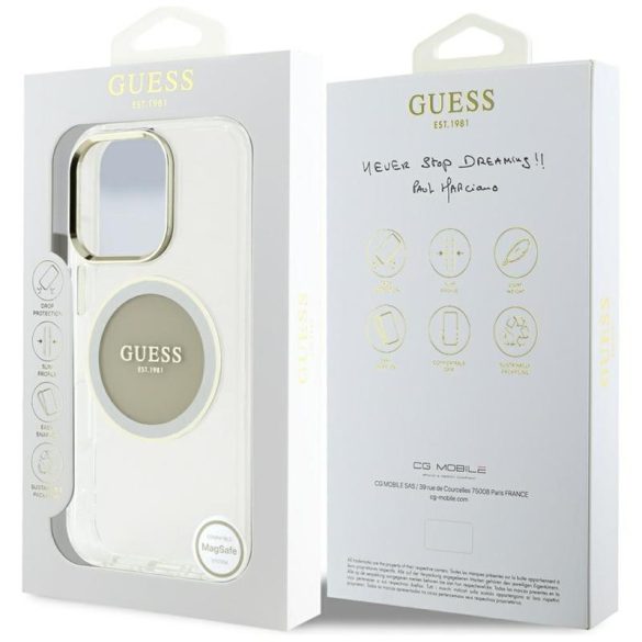 Guess GUHMP16XHTDRCEDG IML Metal Colored Circle Classic Logo MagSafe-kompatibilis tok iPhone 16 Pro Max - szürke