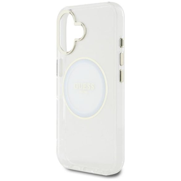 Guess GUHMP16SHTDRCEDH IML Metal Colored Circle Classic Logo MagSafe-kompatibilis tok iPhone 16 - fehér