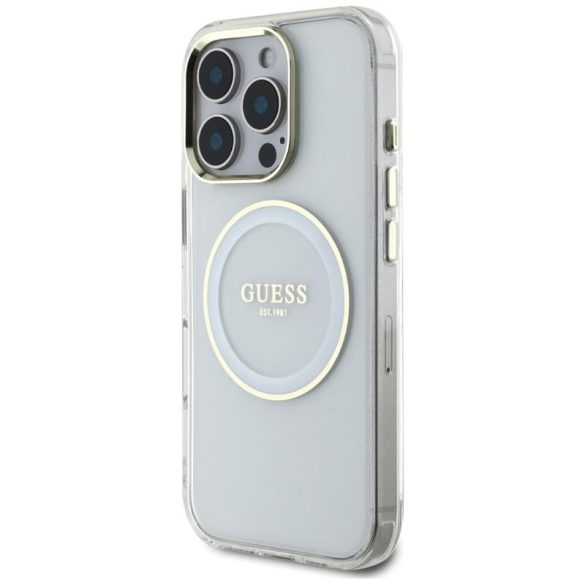Guess GUHMP16LHTDRCEDH IML Metal Colored Circle Classic Logo MagSafe-kompatibilis tok iPhone 16 Pro - fehér