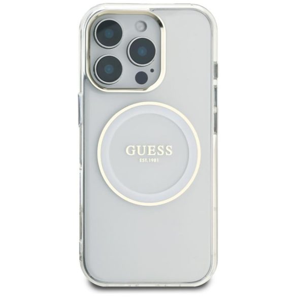 Guess GUHMP16LHTDRCEDH IML Metal Colored Circle Classic Logo MagSafe-kompatibilis tok iPhone 16 Pro - fehér