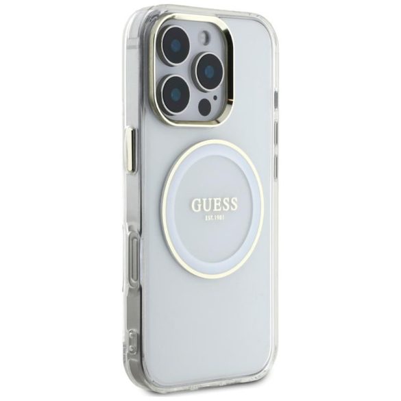 Guess GUHMP16LHTDRCEDH IML Metal Colored Circle Classic Logo MagSafe-kompatibilis tok iPhone 16 Pro - fehér