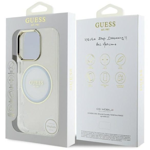 Guess GUHMP16LHTDRCEDH IML Metal Colored Circle Classic Logo MagSafe-kompatibilis tok iPhone 16 Pro - fehér