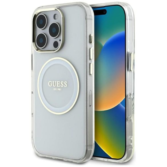 Guess GUHMP16XHTDRCEDH IML Metal Colored Circle Classic Logo MagSafe-kompatibilis tok iPhone 16 Pro Max - fehér