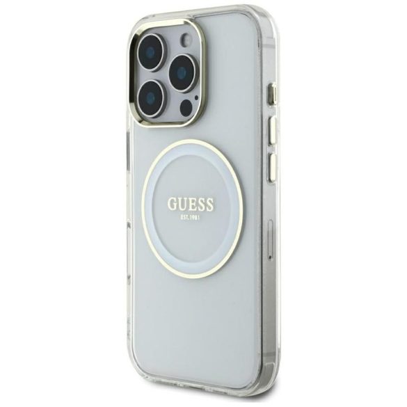 Guess GUHMP16XHTDRCEDH IML Metal Colored Circle Classic Logo MagSafe-kompatibilis tok iPhone 16 Pro Max - fehér