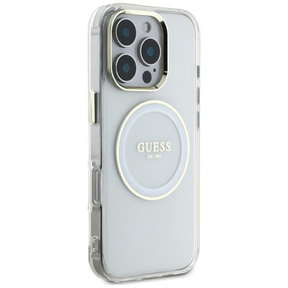 Guess GUHMP16XHTDRCEDH IML Metal Colored Circle Classic Logo MagSafe-kompatibilis tok iPhone 16 Pro Max - fehér