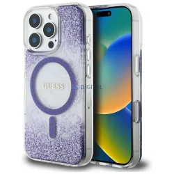   Guess HC Resin Bottom Glitter keménytok iPhone 16 Pro MagSafe – lila