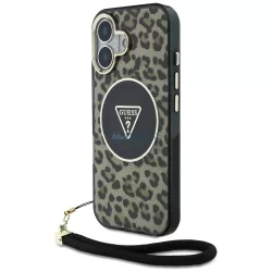   Tok Guess HC IML Leopard Triangle Cord tok az iPhone 16 MagSafe, barna