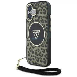 Tok Guess HC IML Leopard Triangle Cord tok az iPhone 16 MagSafe, barna