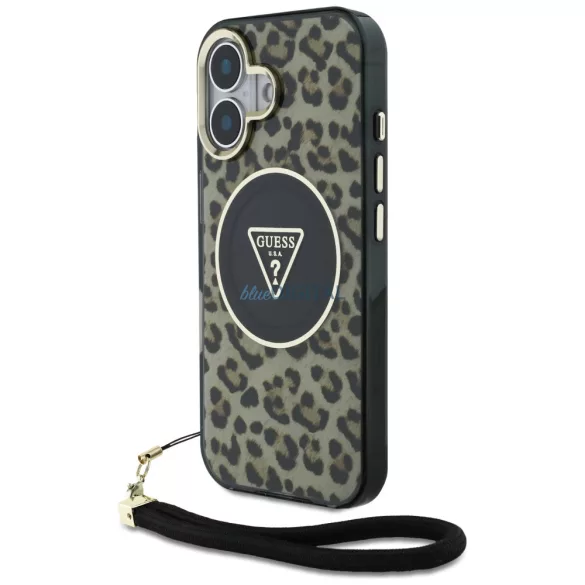 Tok Guess HC IML Leopard Triangle Cord tok az iPhone 16 MagSafe, barna