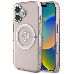   Tok Guess IML Metal Mountain Logo MagSafe tok iPhone 16, rózsaszín