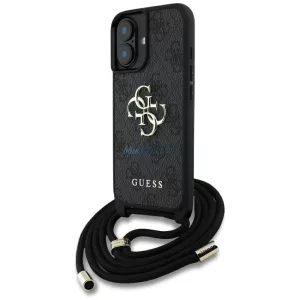 Tok Guess 4G Big Logo Cord Stap keresztvállú tok iPhone 16, fekete