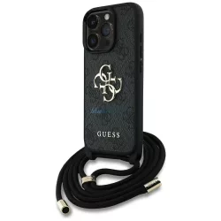   Tok Guess 4G Big Logo Cord Stap keresztvállú tok iPhone 16 Pro, fekete