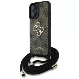 Tok Guess 4G Big Logo Cord Stap keresztvállú tok iPhone 16 Plus, barna