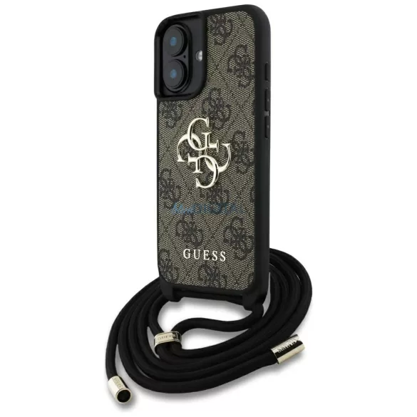 Tok Guess 4G Big Logo Cord Stap keresztvállú tok iPhone 16 Plus, barna
