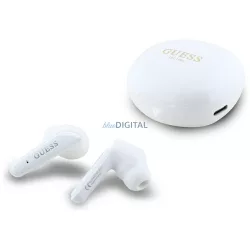   Guess GUTWST7FCEEH Flat Classic Logo Electroplated TWS Bluetooth vezeték nélküli fülhallgató - fehér