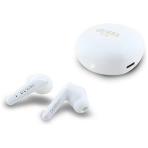Guess GUTWST7FCEEH Flat Classic Logo Electroplated TWS Bluetooth vezeték nélküli fülhallgató - fehér
