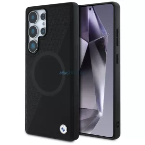 BMW bőr, félig texturált MagSafe tok Samsung Galaxy S25 Ultra, fekete