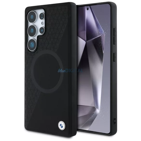 BMW bőr, félig texturált MagSafe tok Samsung Galaxy S25 Ultra, fekete
