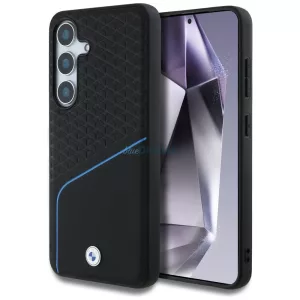 BMW bőrtok, texturált és sima felületű     MagSafe Samsung Galaxy S25, fekete