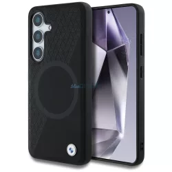   BMW bőr, félig texturált MagSafe tok Samsung Galaxy S25, fekete