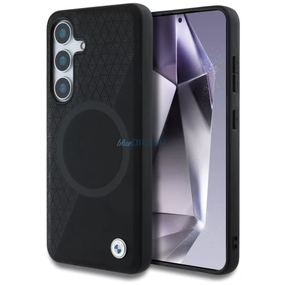 BMW bőr, félig texturált MagSafe tok Samsung Galaxy S25, fekete