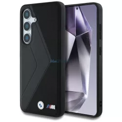   BMW bőr tok, széles csíkos mintával, MagSafe-kompatibilis, Samsung Galaxy S25, fekete