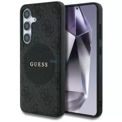   Guess 4G Round Patch Classic Logo MagSafe-kompatibilis tok Samsung Galaxy S25 Plus - fekete