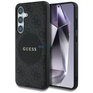 Guess 4G Round Patch Classic Logo MagSafe-kompatibilis tok Samsung Galaxy S25 Plus - fekete