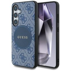   Guess 4G Round Patch Classic Logo MagSafe-kompatibilis tok Samsung Galaxy S25 Plus - kék