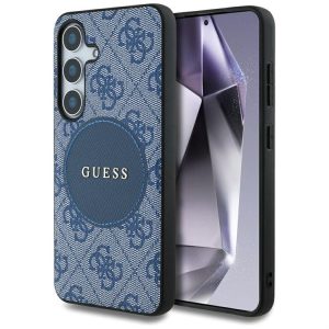 Guess 4G Round Patch Classic Logo MagSafe-kompatibilis tok Samsung Galaxy S25 Plus - kék