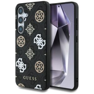 Guess 4G Printed Colored Peony Pattern MagSafe-kompatibilis tok Samsung Galaxy S25 - fekete