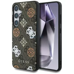   Guess 4G Printed Colored Peony Pattern MagSafe-kompatibilis tok Samsung Galaxy S25 - barna