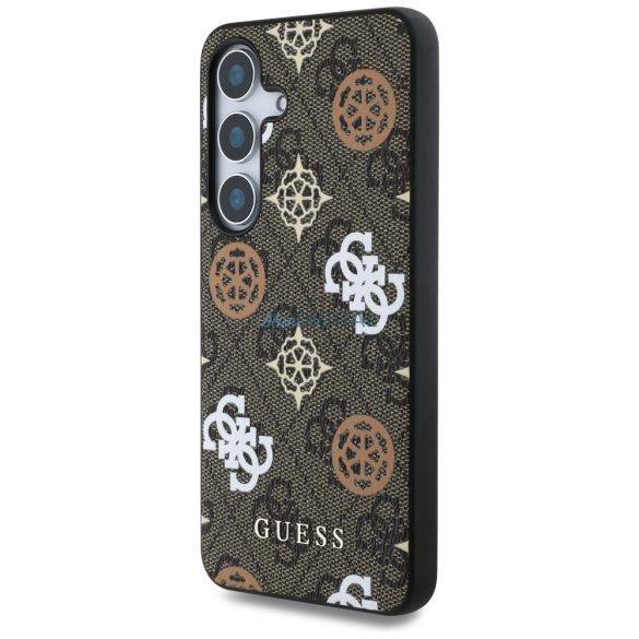 Guess 4G Printed Colored Peony Pattern MagSafe-kompatibilis tok Samsung Galaxy S25 - barna