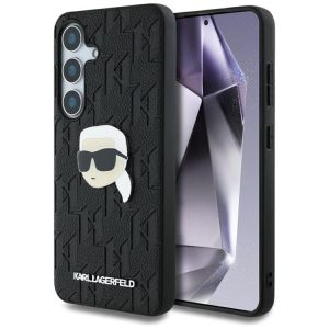 Karl Lagerfeld Leather Monogram Pin Logo Karl Head tok Samsung Galaxy S25 Plus - fekete