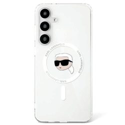   Karl Lagerfeld Button Karl Head Printed Logo MagSafe-kompatibilis tok Samsung Galaxy S25 - fehér