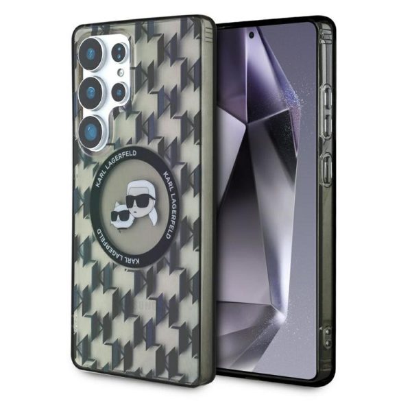 Karl Lagerfeld Button Karl&Choupette Heads On KL Pattern MagSafe-kompatibilis tok Samsung Galaxy S25 Ultra - fekete