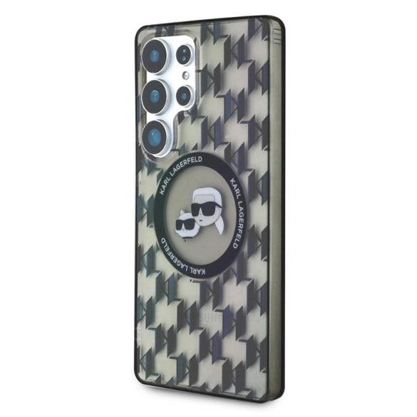 Karl Lagerfeld Button Karl&Choupette Heads On KL Pattern MagSafe-kompatibilis tok Samsung Galaxy S25 Ultra - fekete