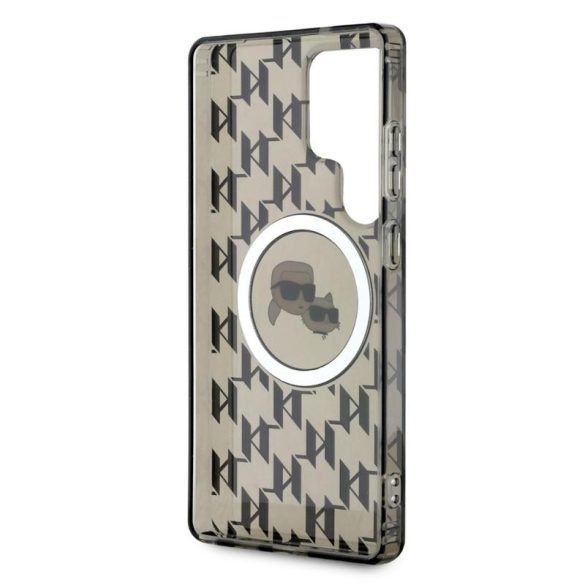 Karl Lagerfeld Button Karl&Choupette Heads On KL Pattern MagSafe-kompatibilis tok Samsung Galaxy S25 Ultra - fekete