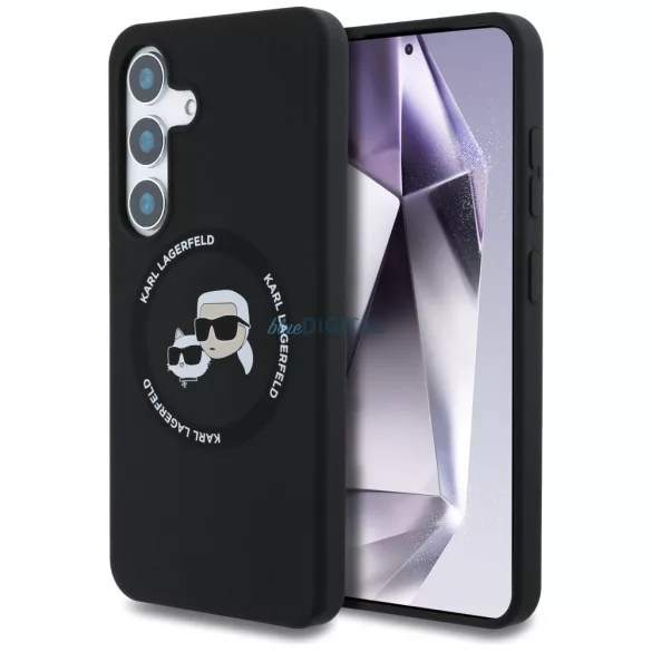 Karl Lagerfeld Silicone Double Heads And Circle MagSafe-kompatibilis tok Samsung Galaxy S25 - fekete