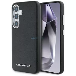   Karl Lagerfeld Saffiano tok, teljes burkolattal, hosszúkás kialakítású, fém logóval, MagSafe kompatibilis, Samsung Galaxy S25, fekete