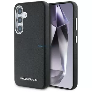Karl Lagerfeld Saffiano tok, teljes burkolattal, hosszúkás kialakítású, fém logóval, MagSafe kompatibilis, Samsung Galaxy S25, fekete