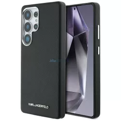   Karl Lagerfeld Saffiano tok, teljes burkolattal, hosszúkás kialakítású, fém logóval, MagSafe kompatibilis, Samsung Galaxy S25 Ultra, fekete