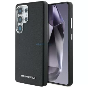 Karl Lagerfeld Saffiano tok, teljes burkolattal, hosszúkás kialakítású, fém logóval, MagSafe kompatibilis, Samsung Galaxy S25 Ultra, fekete