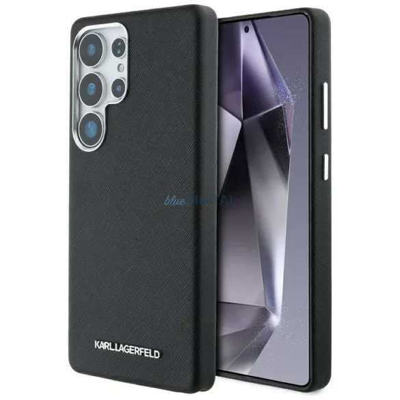 Karl Lagerfeld Saffiano tok, teljes burkolattal, hosszúkás kialakítású, fém logóval, MagSafe kompatibilis, Samsung Galaxy S25 Ultra, fekete